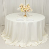 132inch Ivory Cotton Blend Round Tablecloth Seamless for 6 Foot Table