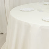 132inch Ivory Cotton Blend Round Tablecloth Seamless for 6 Foot Table