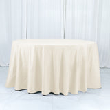 132inch Ivory Cotton Blend Round Tablecloth Seamless for 6 Foot Table