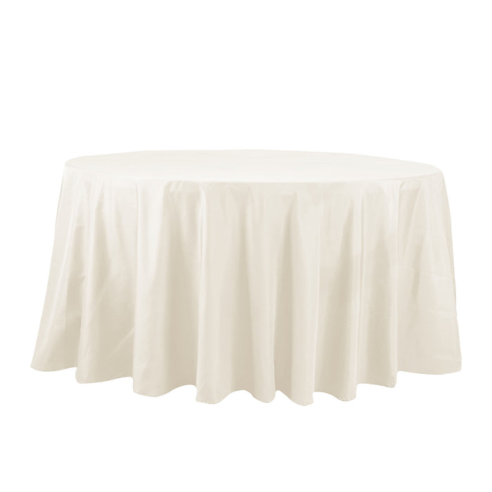 132inch Ivory Cotton Blend Round Tablecloth Seamless for 6 Foot Table