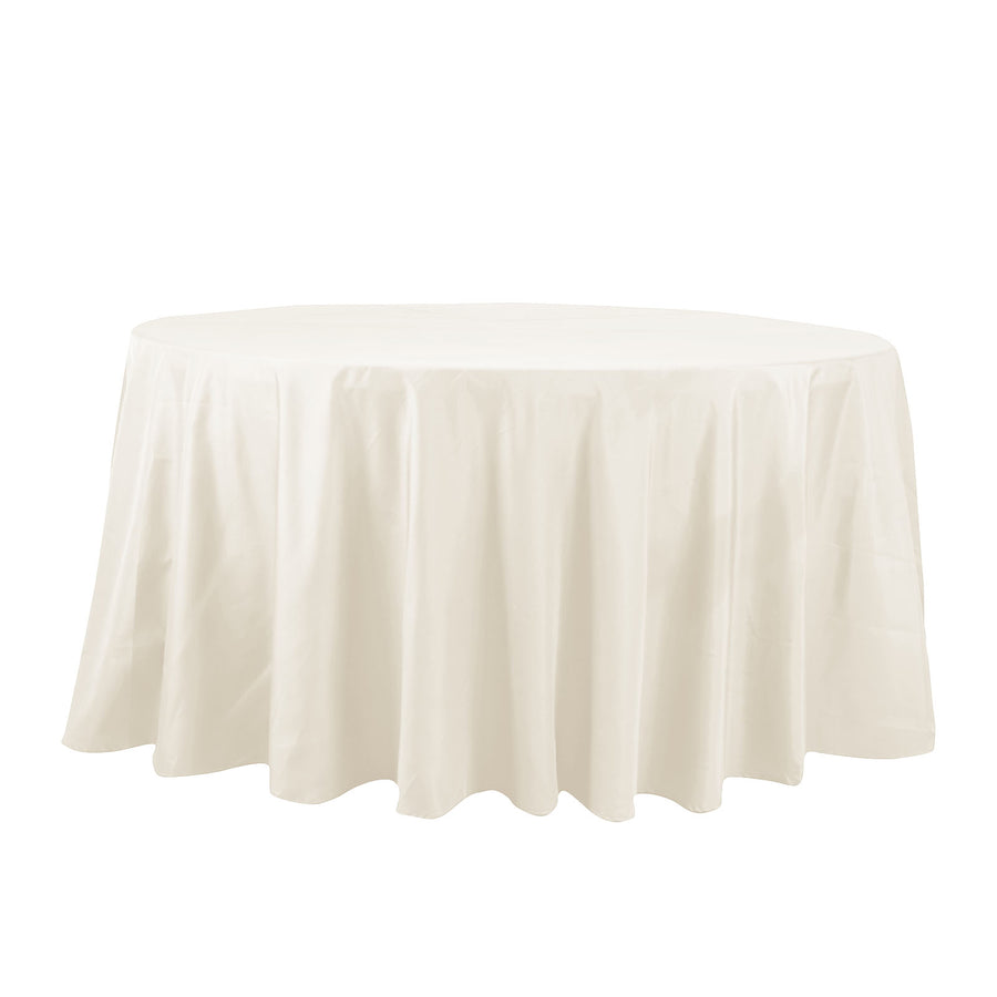 132inch Ivory Cotton Blend Round Tablecloth Seamless for 6 Foot Table