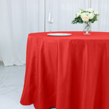 132inch Red Cotton Blend Round Tablecloth Seamless for 6 Foot Table