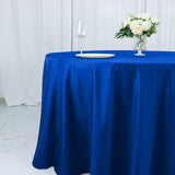 132inch Royal Blue Cotton Blend Round Tablecloth Seamless for 6 Foot Table