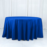 132inch Royal Blue Cotton Blend Round Tablecloth Seamless for 6 Foot Table