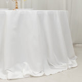 132inch White Cotton Blend Round Tablecloth Seamless for 6 Foot Table