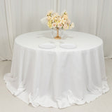 132inch White Cotton Blend Round Tablecloth Seamless for 6 Foot Table