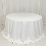 132inch White Cotton Blend Round Tablecloth Seamless for 6 Foot Table