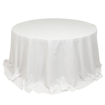 Cotton Blend 132" Round Tablecloth White - Seamless Wrinkle-Resistant Design for Formal Events