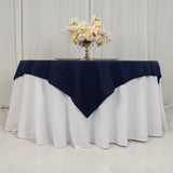 Navy Blue Cotton Blend Square Table Overlay - 54x54inch