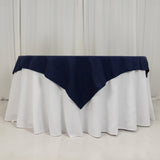 Navy Blue Cotton Blend Square Table Overlay - 54x54inch