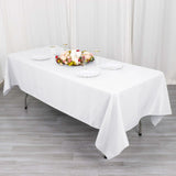 60"x102" White Cotton Blend Rectangular Tablecloth