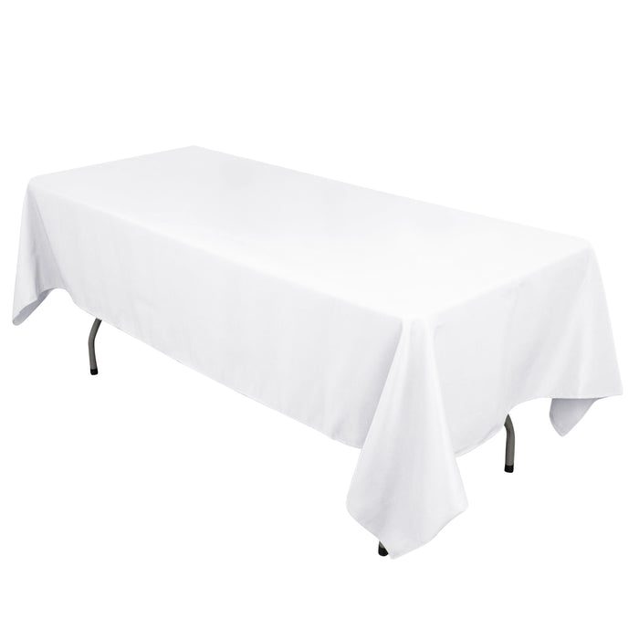 60"x102" White Cotton Blend Rectangular Tablecloth