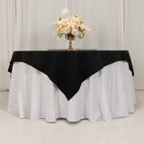 70"x70" Black Cotton Blend Square Table Overlay