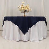 70"x70" Navy Blue Cotton Blend Square Table Overlay