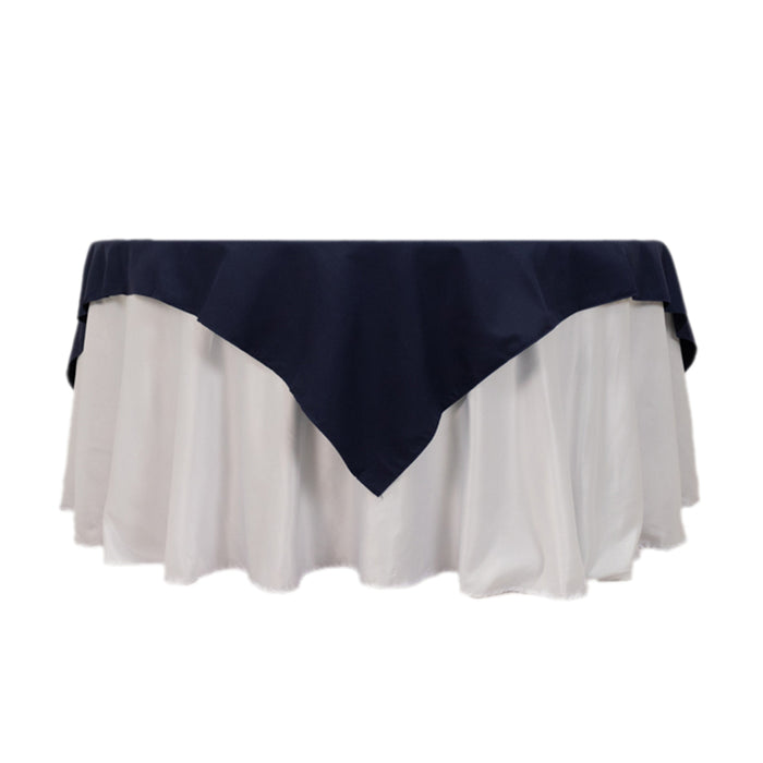 70"x70" Navy Blue Cotton Blend Square Table Overlay