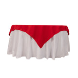 70"x70" Red Cotton Blend Square Table Overlay#whtbkgd