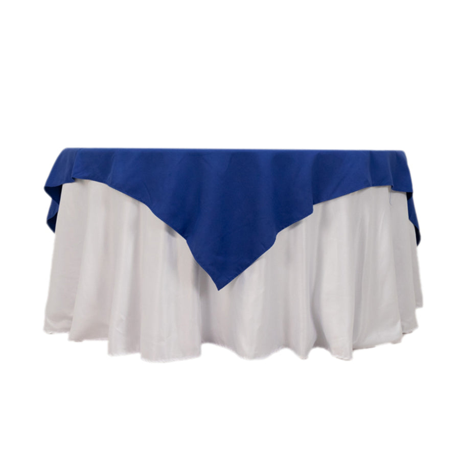 70"x70" Royal Blue Cotton Blend Square Table Overlay