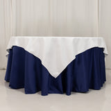 70"x70" White Cotton Blend Square Table Overlay