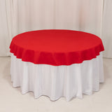 70" Red Cotton Blend Round Tablecloth