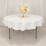 White Cotton Blend Round Tablecloth - 70"