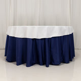 White Cotton Blend Round Tablecloth - 70"