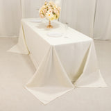 Ivory Cotton Blend Rectangular Tablecloth Seamless 90x132inch for 6 Foot Table