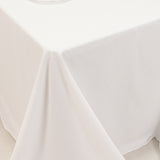 White Cotton Blend Rectangular Tablecloth Seamless 90x132inch for 6 Foot Table