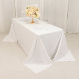 White Cotton Blend Rectangular Tablecloth Seamless 90x132inch for 6 Foot Table