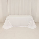 White Cotton Blend Rectangular Tablecloth Seamless 90x132inch for 6 Foot Table