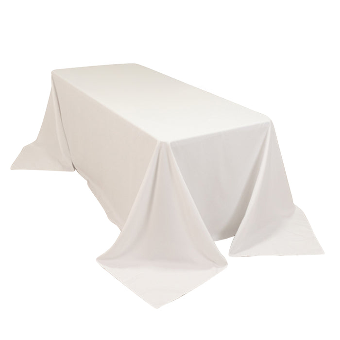 White Cotton Blend Rectangular Tablecloth Seamless 90x132inch for 6 Foot Table