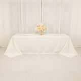 Ivory Cotton Blend Rectangular Tablecloth Seamless 90x156inch for 8 Foot Table