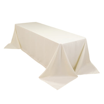 Cotton Blend 90"x156" Rectangle Tablecloth Ivory - Seamless Wrinkle-Resistant Table Cover