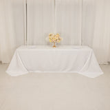 White Cotton Blend Rectangular Tablecloth Seamless 90x156inch for 8 Foot Table