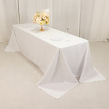 White Cotton Blend Rectangular Tablecloth Seamless 90x156inch for 8 Foot Table