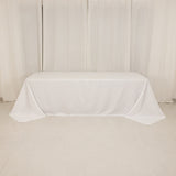 White Cotton Blend Rectangular Tablecloth Seamless 90x156inch for 8 Foot Table