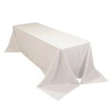 White Cotton Blend Rectangular Tablecloth Seamless 90x156inch for 8 Foot Table