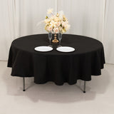 Black Seamless Cotton Blend Round Tablecloth - 90inch