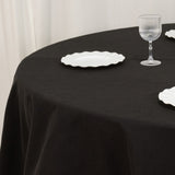 Black Seamless Cotton Blend Round Tablecloth - 90inch