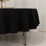 Black Seamless Cotton Blend Round Tablecloth - 90inch