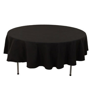 Cotton Blend 90" Round Tablecloth Black - Wrinkle-Resistant Table Cover