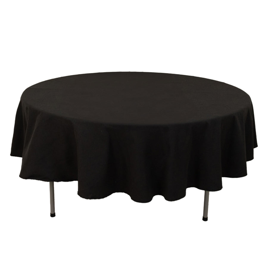 Black Seamless Cotton Blend Round Tablecloth - 90inch