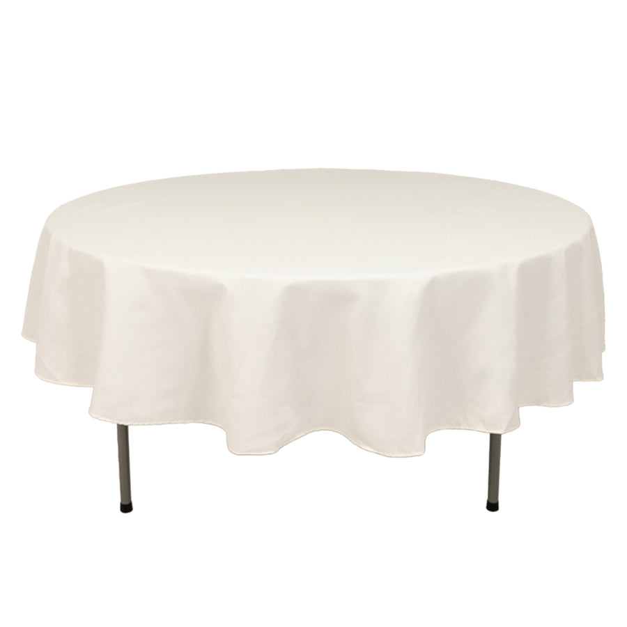 Ivory Seamless Cotton Blend Round Tablecloth - 90inch