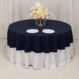 Navy Blue Seamless Cotton Blend Round Tablecloth - 90inch