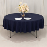 Navy Blue Seamless Cotton Blend Round Tablecloth - 90inch