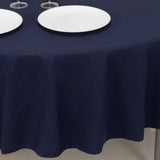 Navy Blue Seamless Cotton Blend Round Tablecloth - 90inch