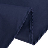 Navy Blue Seamless Cotton Blend Round Tablecloth - 90inch