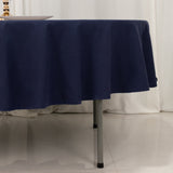 Navy Blue Seamless Cotton Blend Round Tablecloth - 90inch