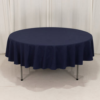 <h3 style="margin-left:0px;"><strong>Navy Blue Cotton Blend Round Tablecloth - 90"</strong>