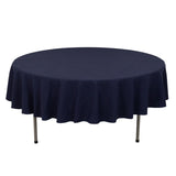 Navy Blue Seamless Cotton Blend Round Tablecloth - 90inch