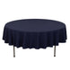 Navy Blue Seamless Cotton Blend Round Tablecloth - 90inch